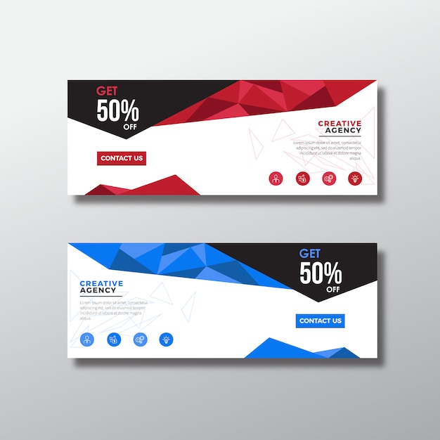 Free vector red and blue gift voucher