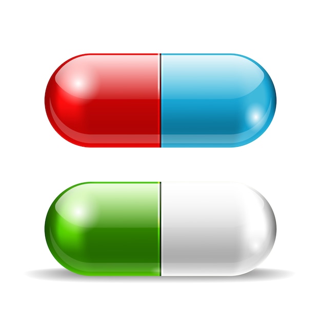 Red blue and green Vector Pills over white