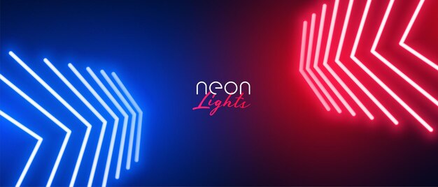 Red and blue neon arrow wide background