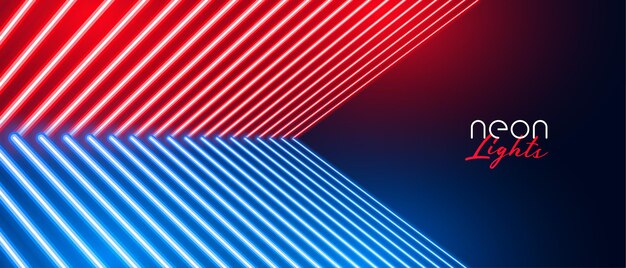 Red and blue neon light lines background