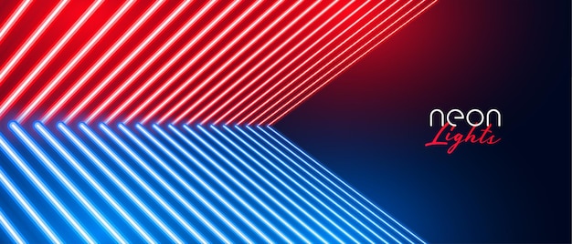 Red and blue neon light lines background