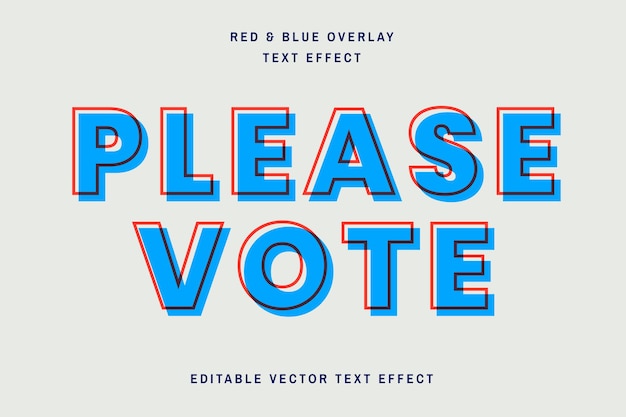 Free vector red and blue overlay editable text effect template