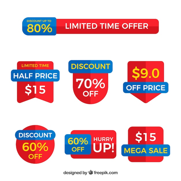 Red and blue sale sticker