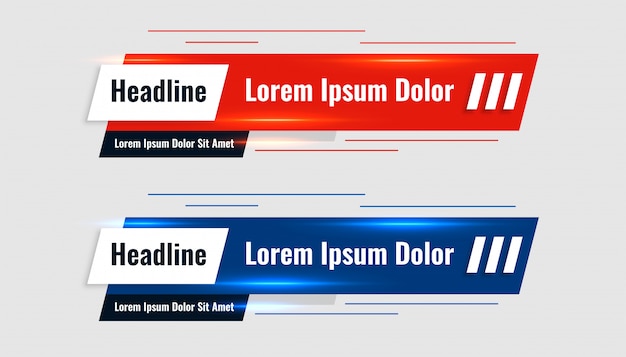 Free vector red and blue shiny lower third template banner