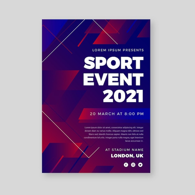 Free vector red and blue sporting event poster template