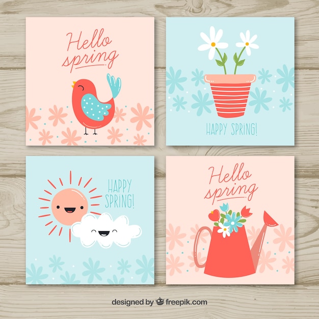 Red and blue spring card collection