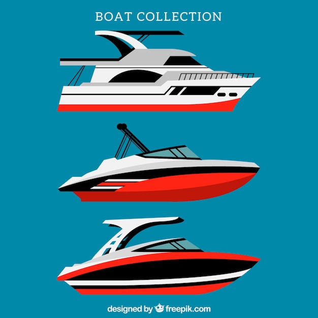 Бесплатное векторное изображение Красная коллекция лодок