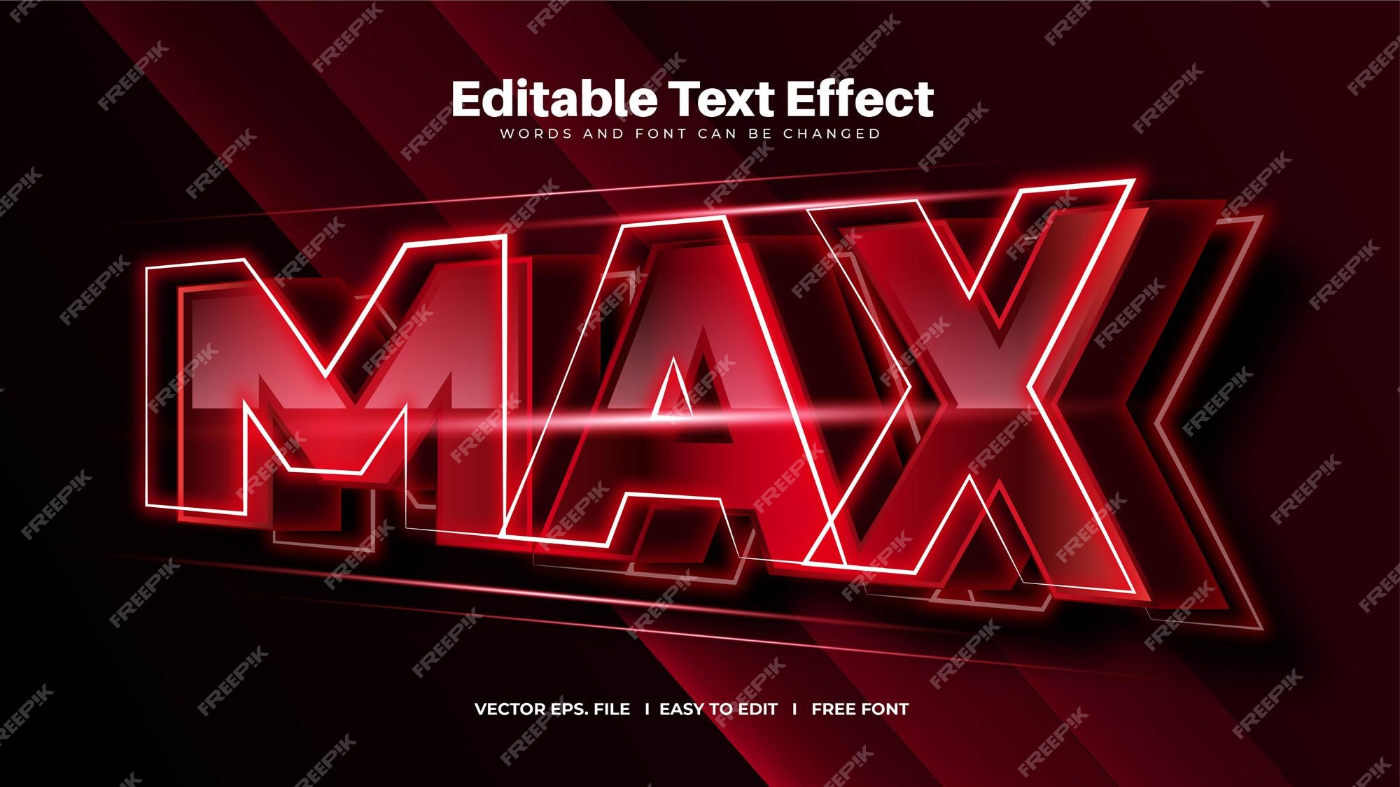 meditation Berolige spille klaver Free Vector | Red bold max editable text effect