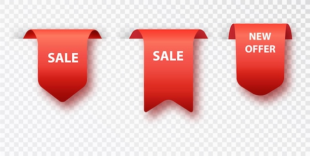 Red bookmark tag sale isolated on transparent background. vector badges and labels isolated.