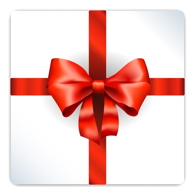 Red bow on silver gift box