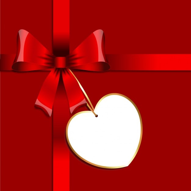Free vector red bow with a tag background