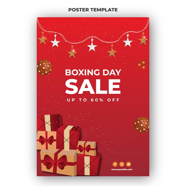 Red boxing day sale vertical poster design template