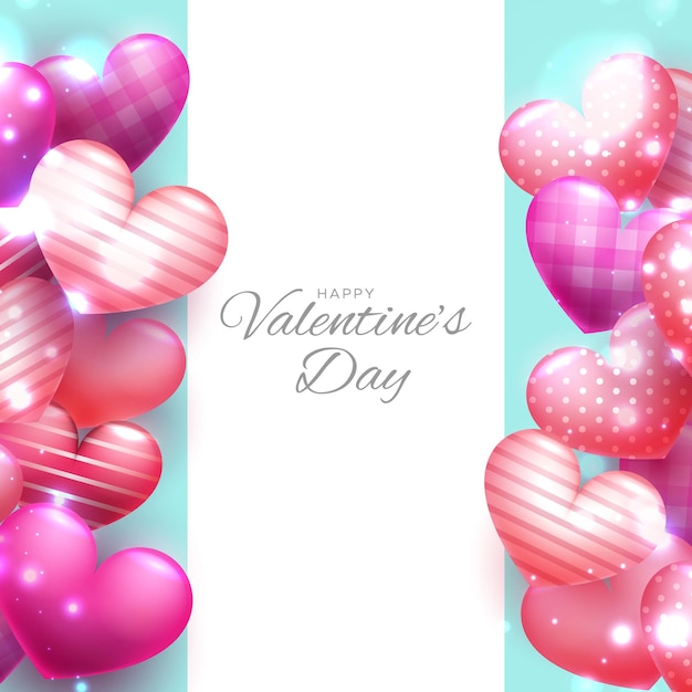 Red bubble hearts floating valentine's day greeting card