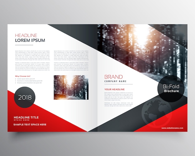 Creativo rosso e nero brochure bifold o una rivista copertina modello di progettazione