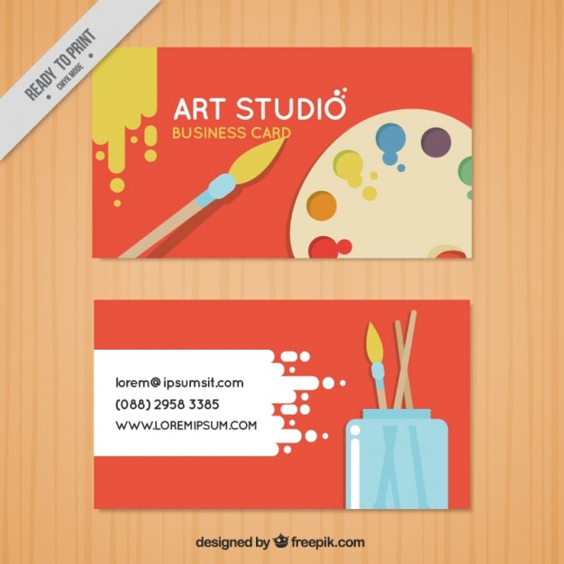 Red business card, art studio