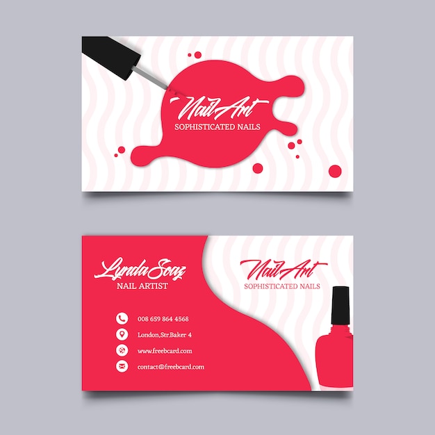 Free vector red business card for beauty salon