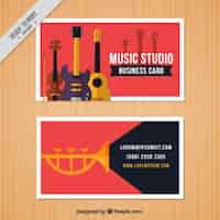 Free vector red business card for a music studio