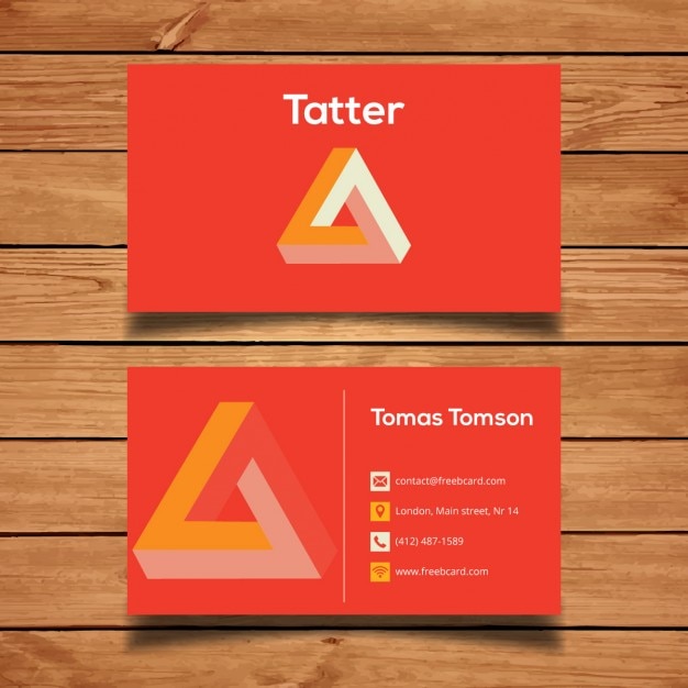 Free vector red business card with geometric shapes