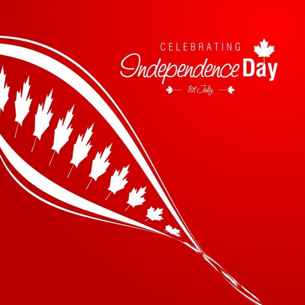 Free vector red canada independence day background with wave
