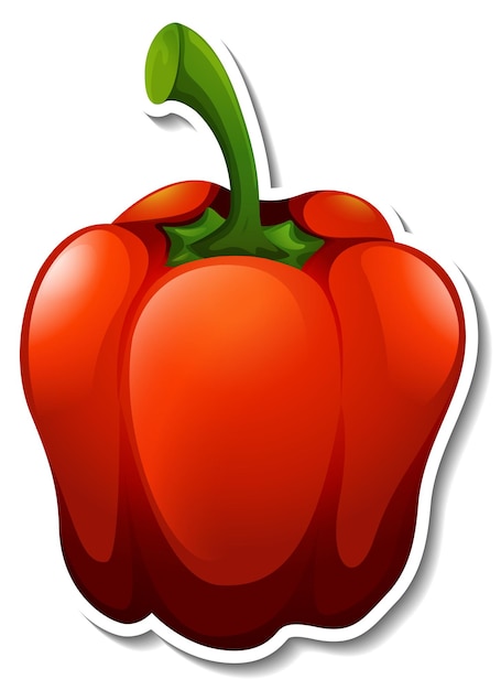 Free vector red capsicum sticker on white background