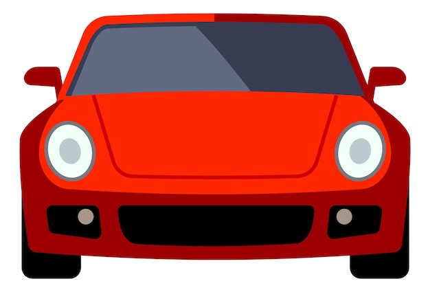 Red car icon. high speed sport auto front view isolated on white background