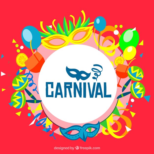 red carnival background with colorful elements