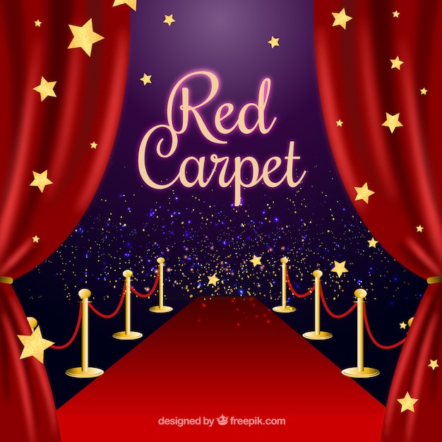 Red carpet background in flat style