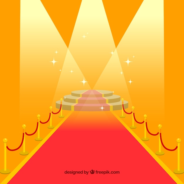 Free vector red carpet background in flat style