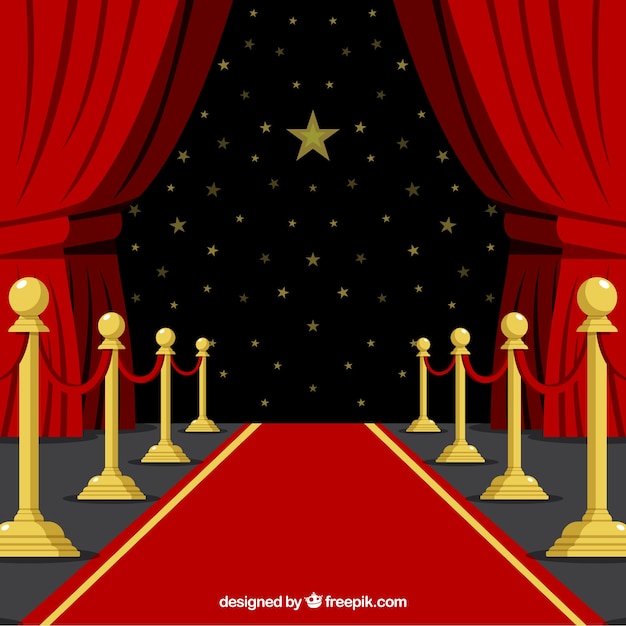 Red carpet background in flat style