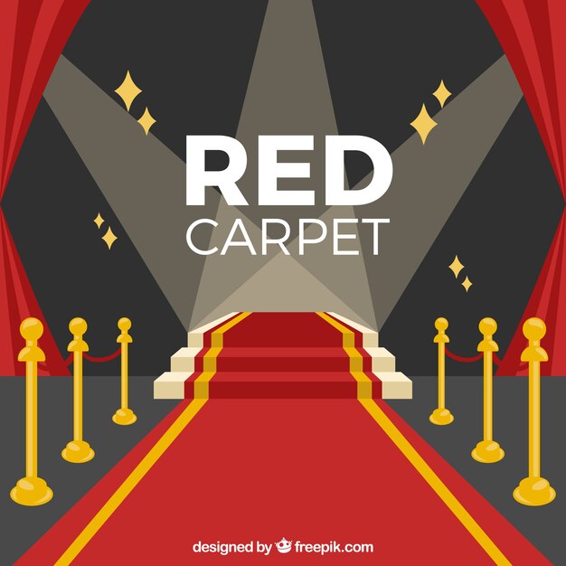 Red carpet background in flat style