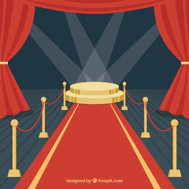 Red carpet background in flat style