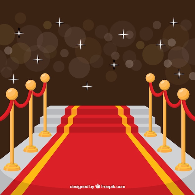Red carpet background in flat style