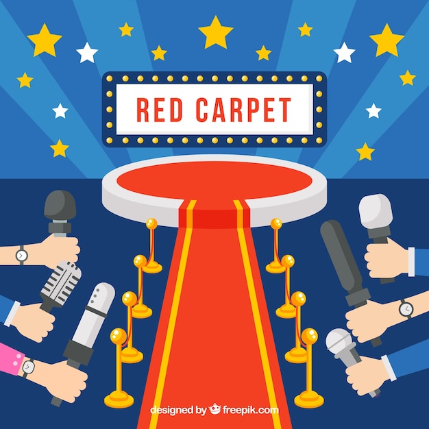 Red carpet background in flat style