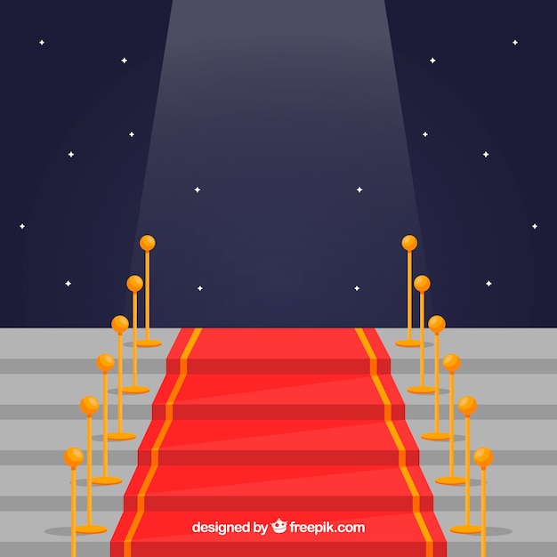 Red carpet background in flat style