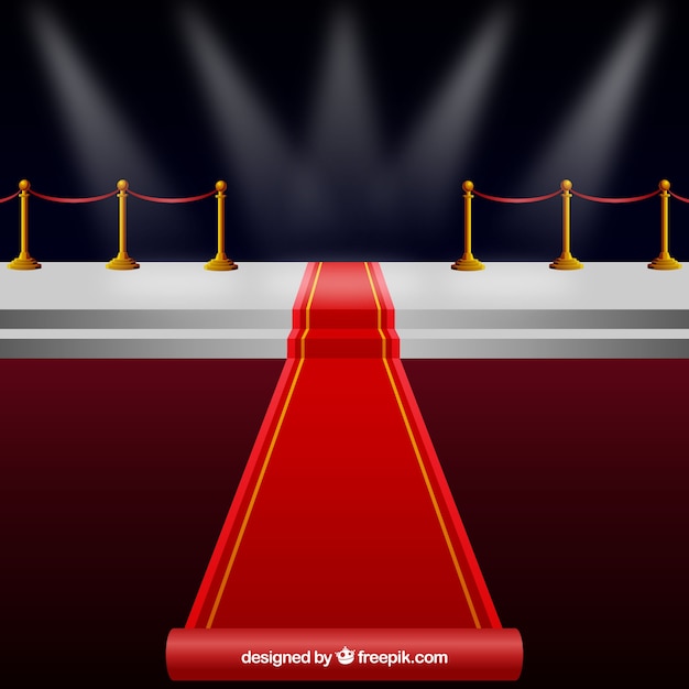 Red carpet background in flat style