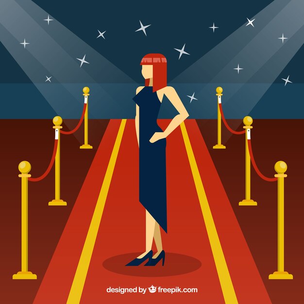 Red carpet background in flat style