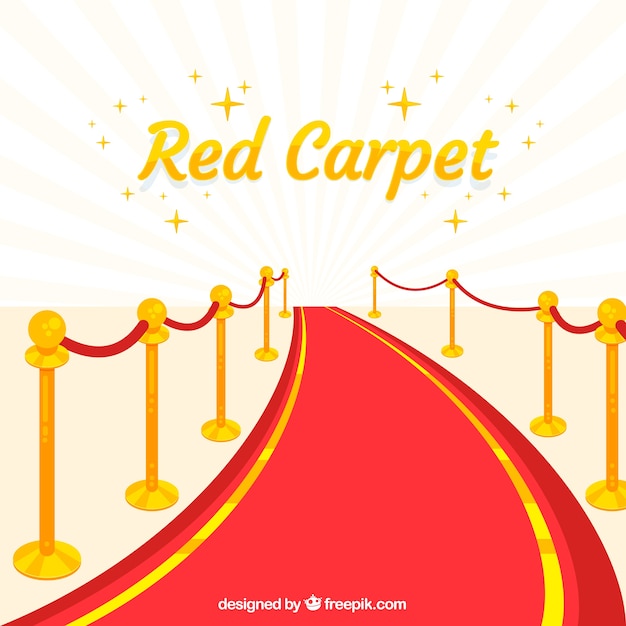 Red carpet background in flat style