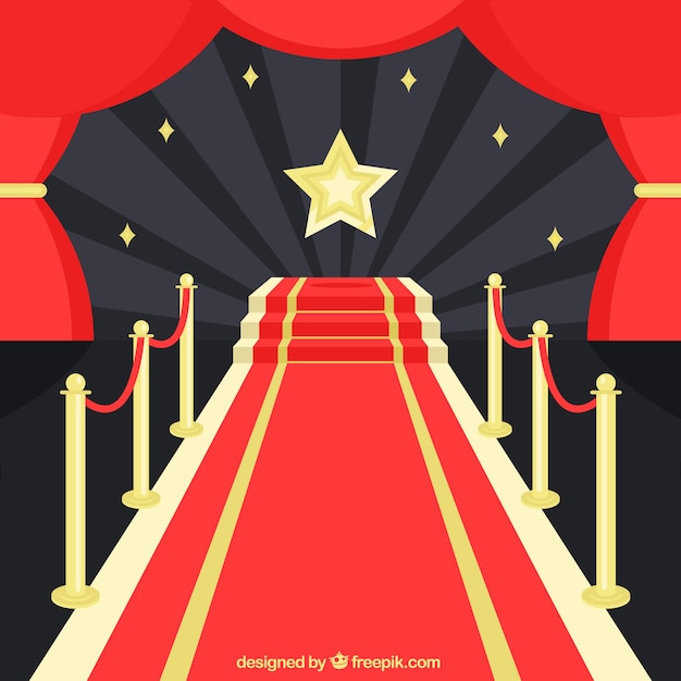 Red carpet background in flat style