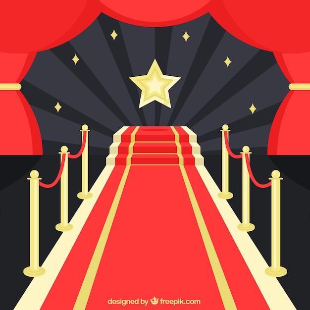 Free vector red carpet background in flat style