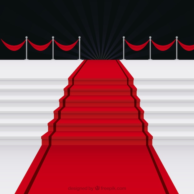 Red carpet background in flat style