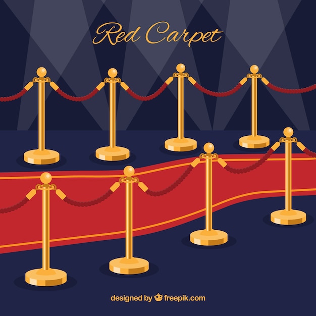 Red carpet background in flat style