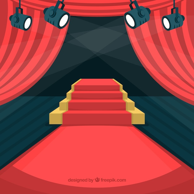 Free vector red carpet background in flat style