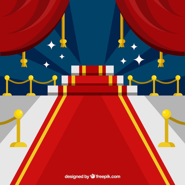 Red carpet background in flat style