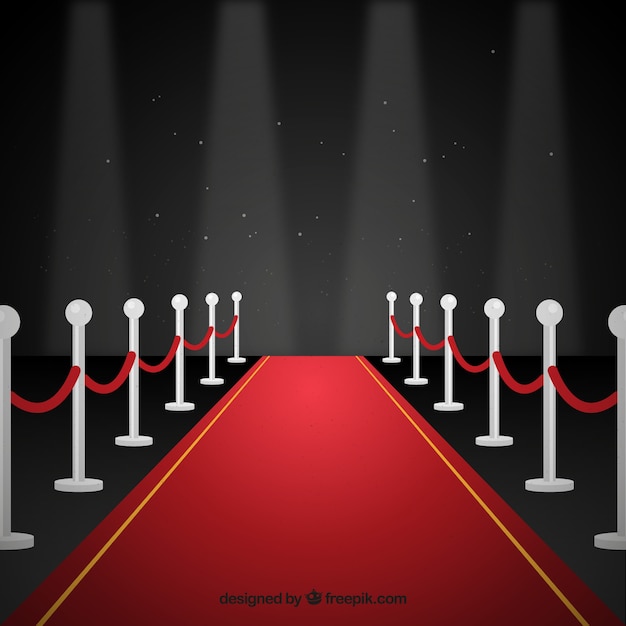 Free vector red carpet background in flat style