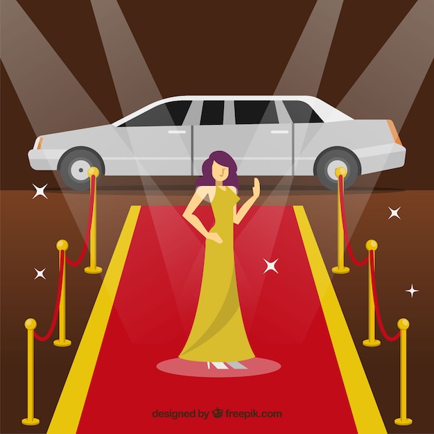 Free vector red carpet background in flat style