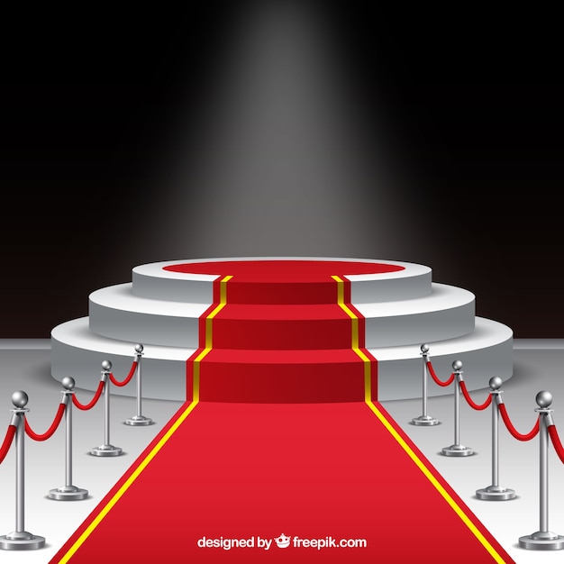 Red carpet background in realistic style