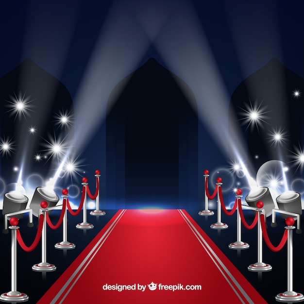 Red carpet background in realistic style