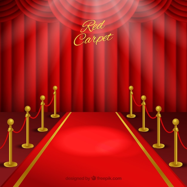 Red carpet background in realistic style