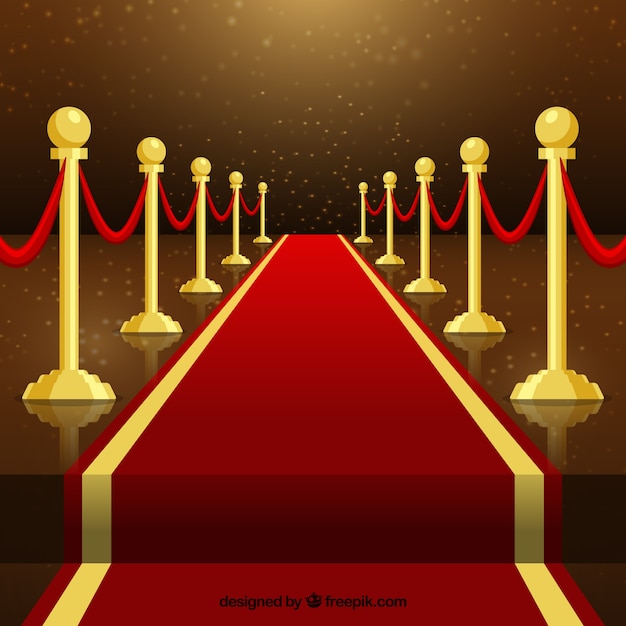 Red carpet ceremony background in flat style