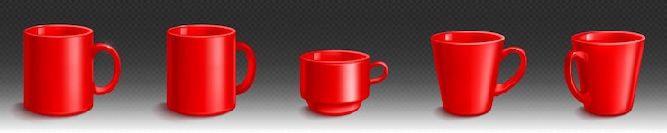 Free Vector red ceramic coffee mug vector mockup template